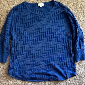 Jaclyn Smith Royal Blue Zigzag Crew Neck Sweater